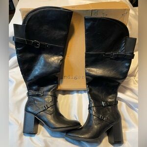 Indigo Rd Black Leather Leana Boots Side 8.5